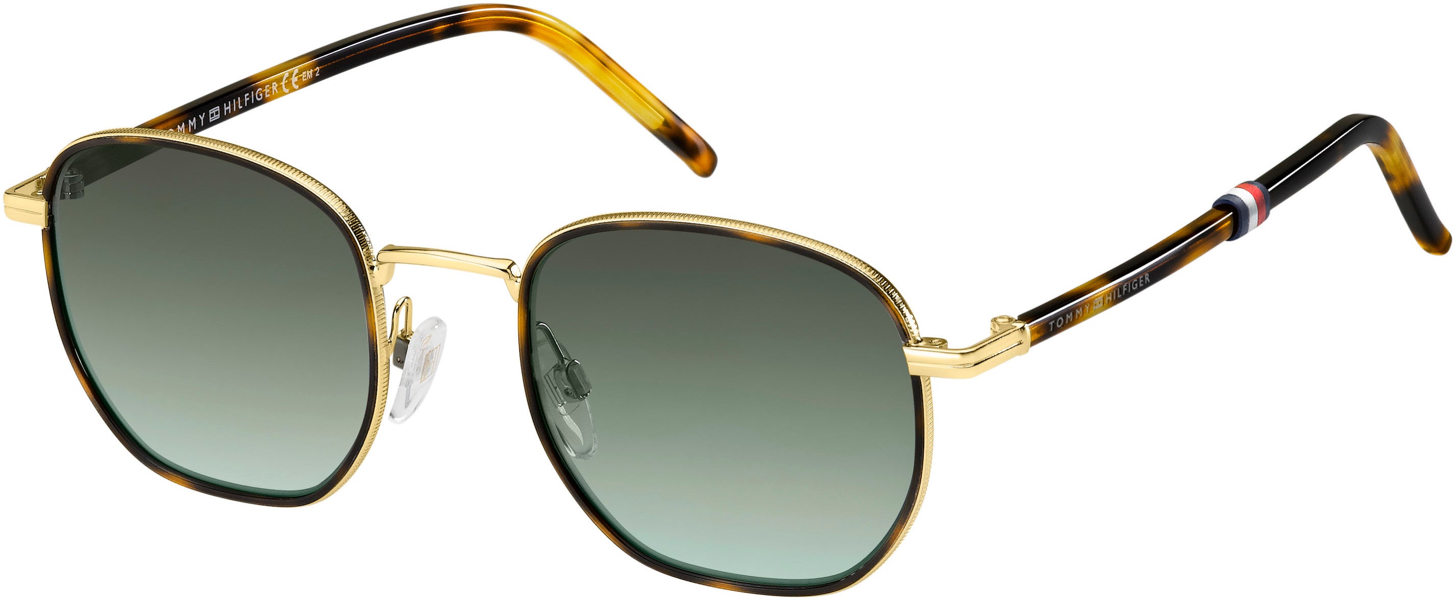 Tommy Hilfiger T. Hilfiger 1672/S Rectangular Sunglasses 0J5G-0J5G  Gold (EQ Green Shaded Aqua)