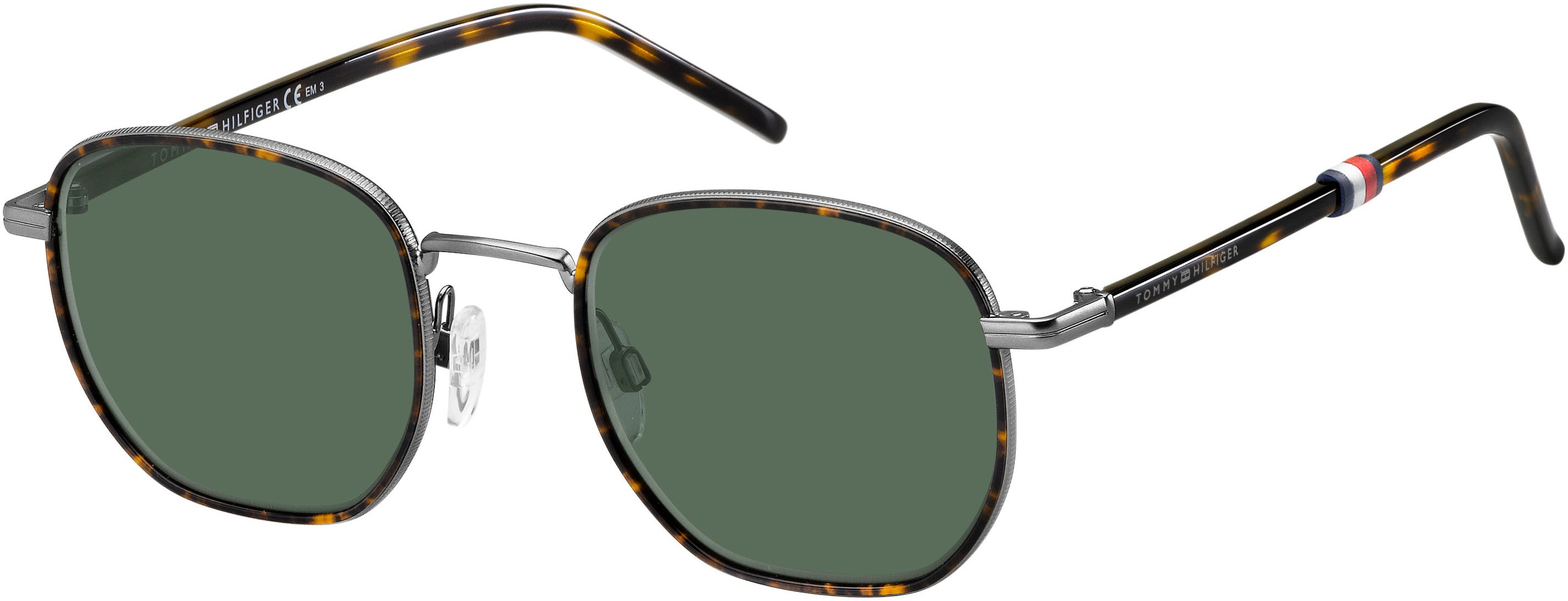 Tommy Hilfiger T. Hilfiger 1672/S Rectangular Sunglasses 0R80-0R80  Semi Matte Dark Ruthenium (QT Green)