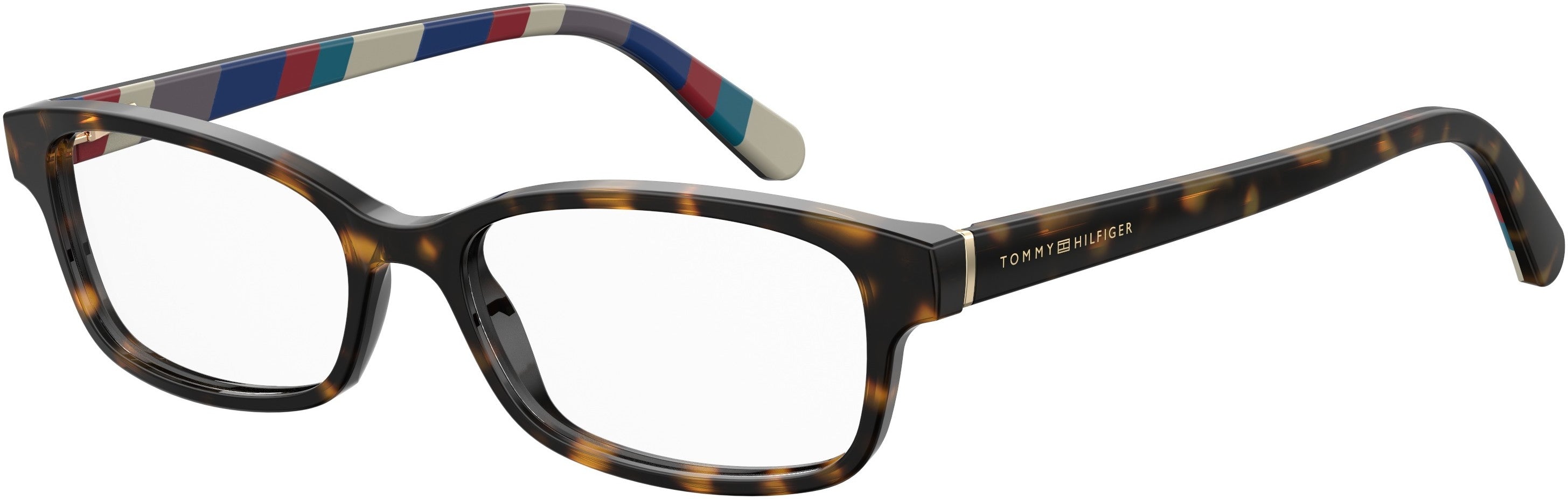 Tommy Hilfiger T. Hilfiger 1685 Rectangular Eyeglasses 0086-0086  Dark Havana (00 Demo Lens)