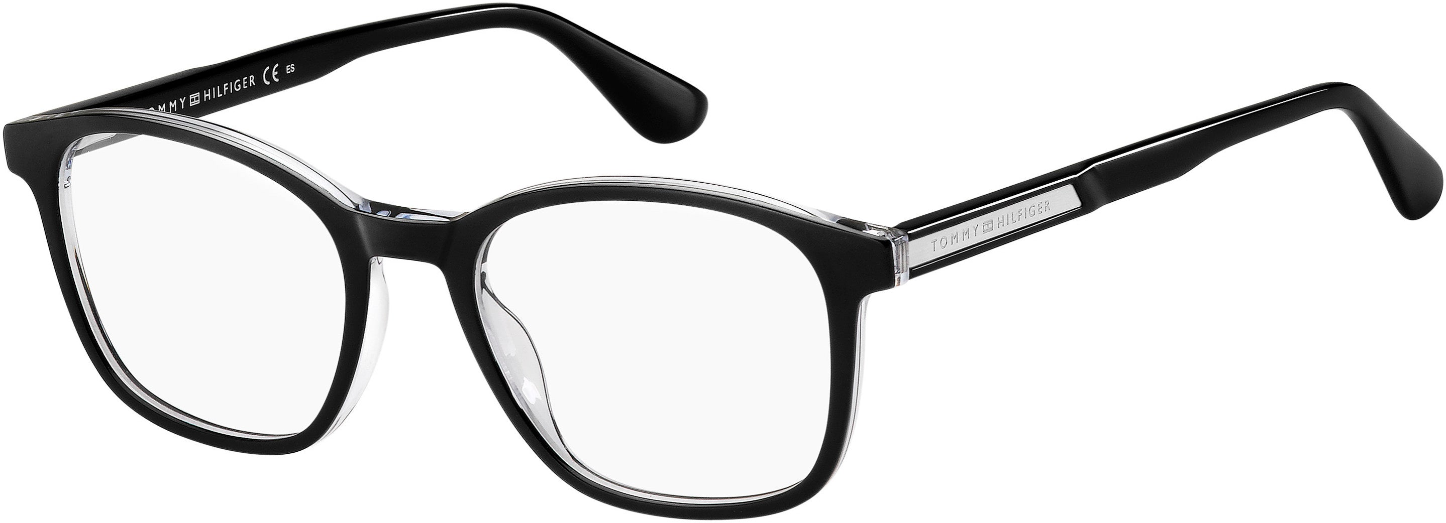 Tommy Hilfiger T. Hilfiger 1704 Rectangular Eyeglasses 07C5-07C5  Black Crystal (00 Demo Lens)