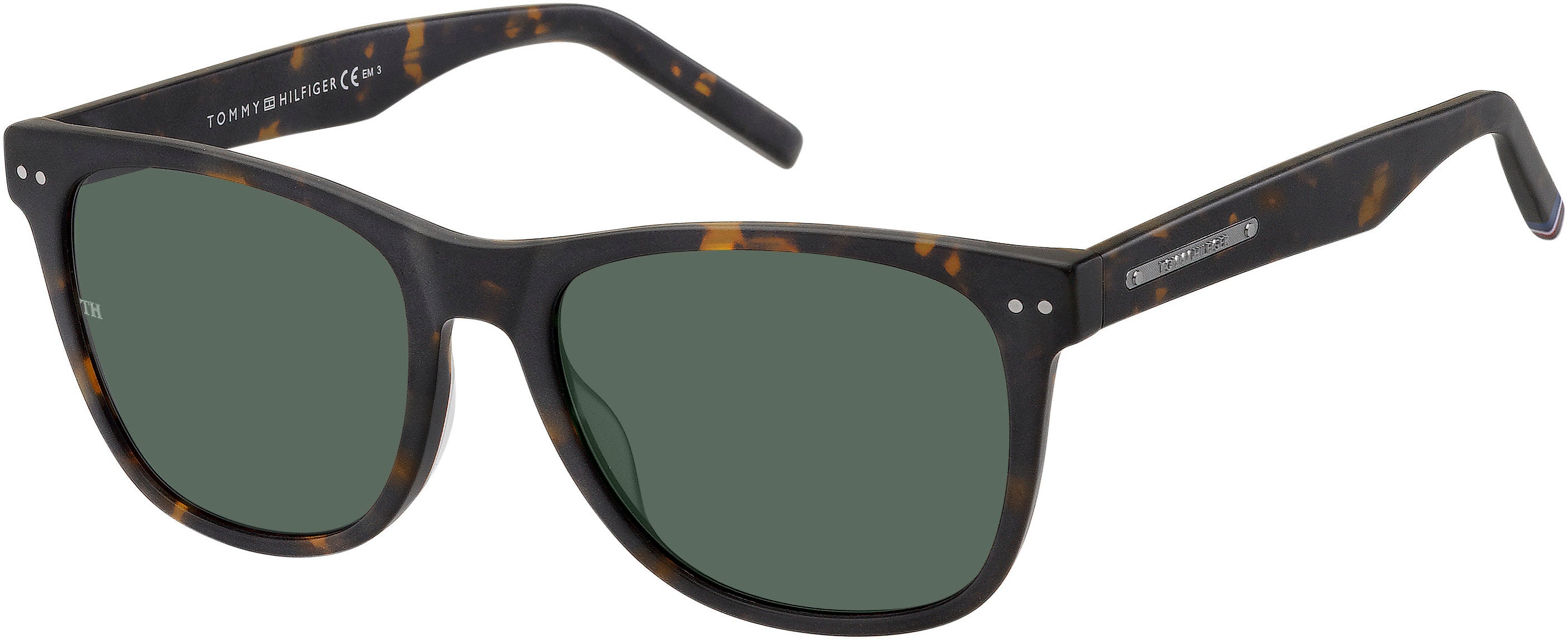Tommy Hilfiger T. Hilfiger 1712/S Rectangular Sunglasses 0086-0086  Dark Havana (QT Green)