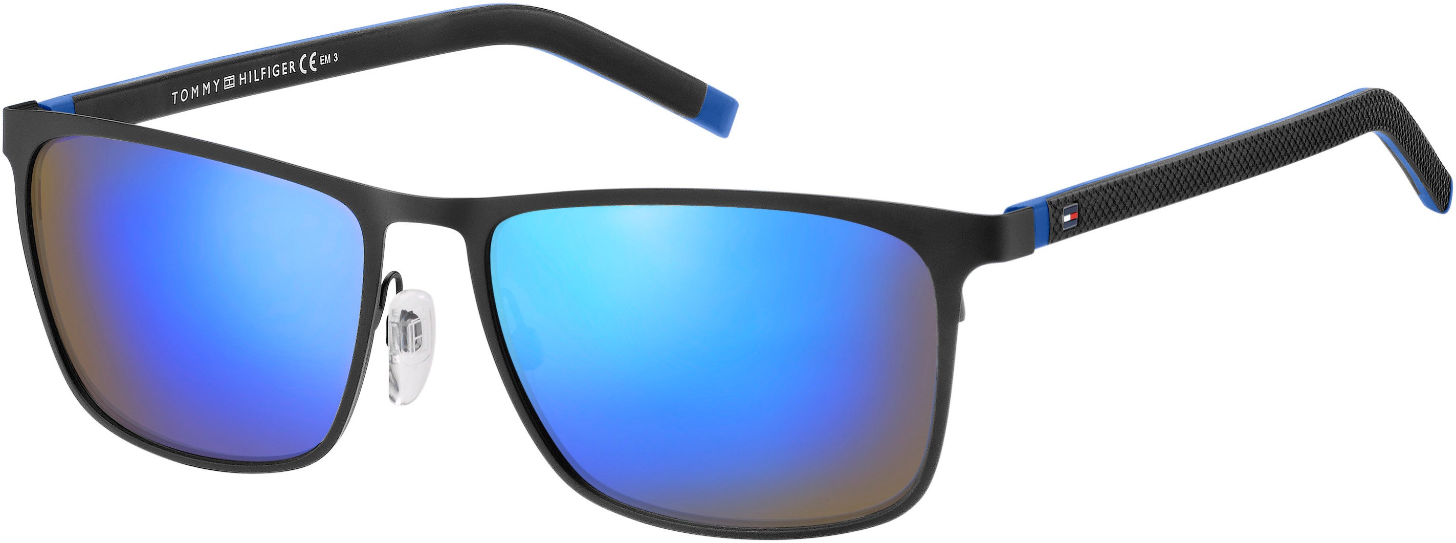Tommy Hilfiger T. Hilfiger 1716/S Rectangular Sunglasses 00VK-00VK  Matte Black Blue (Z0 Ml Blue)