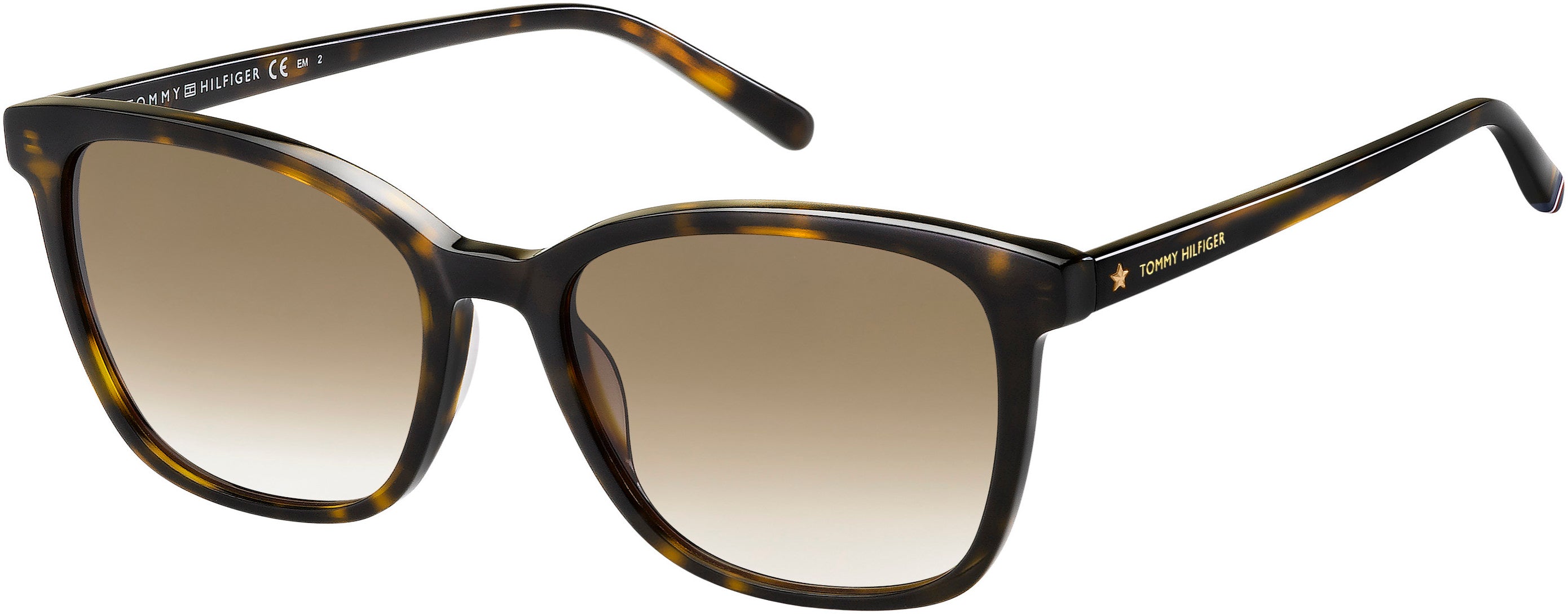 Tommy Hilfiger T. Hilfiger 1723/S Rectangular Sunglasses 0086-0086  Dark Havana (HA Brown Gradient)