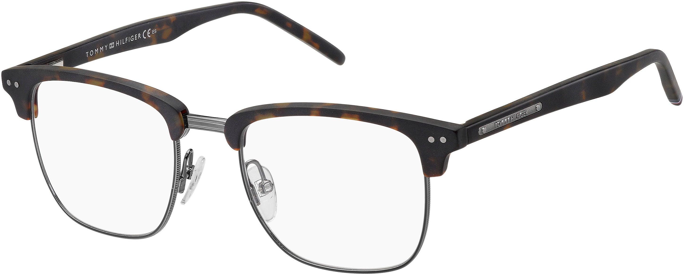 Tommy Hilfiger T. Hilfiger 1730 Rectangular Eyeglasses 0086-0086  Dark Havana (00 Demo Lens)