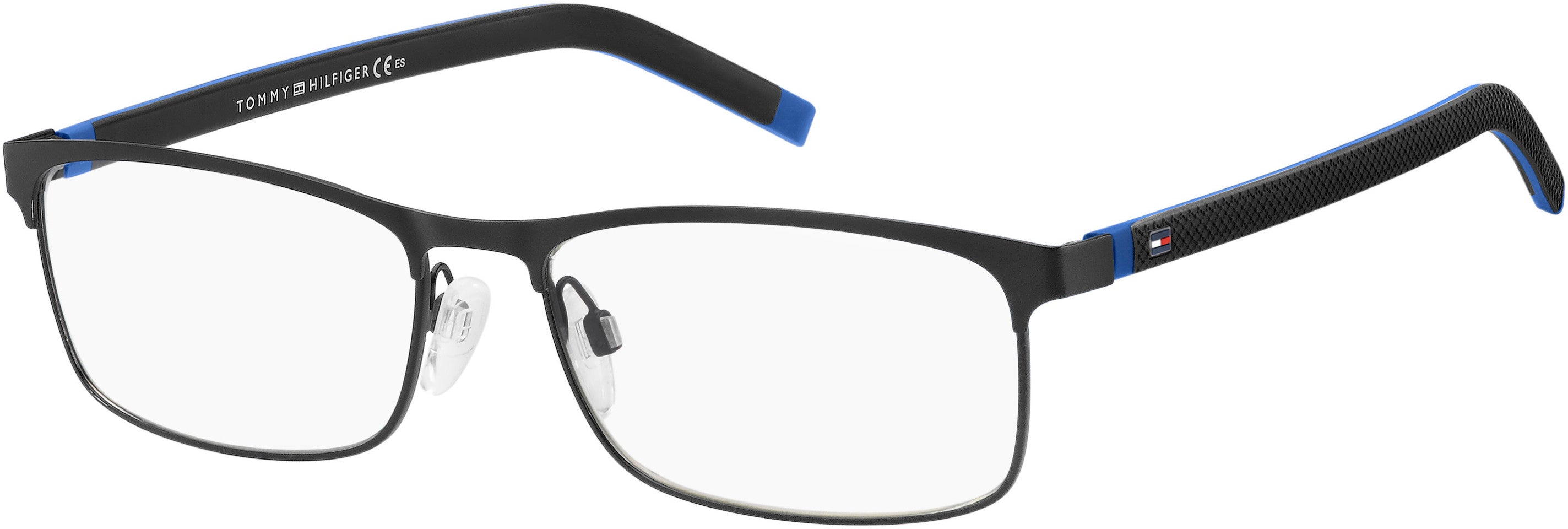 Tommy Hilfiger T. Hilfiger 1740 Rectangular Eyeglasses 00VK-00VK  Matte Black Blue (00 Demo Lens)