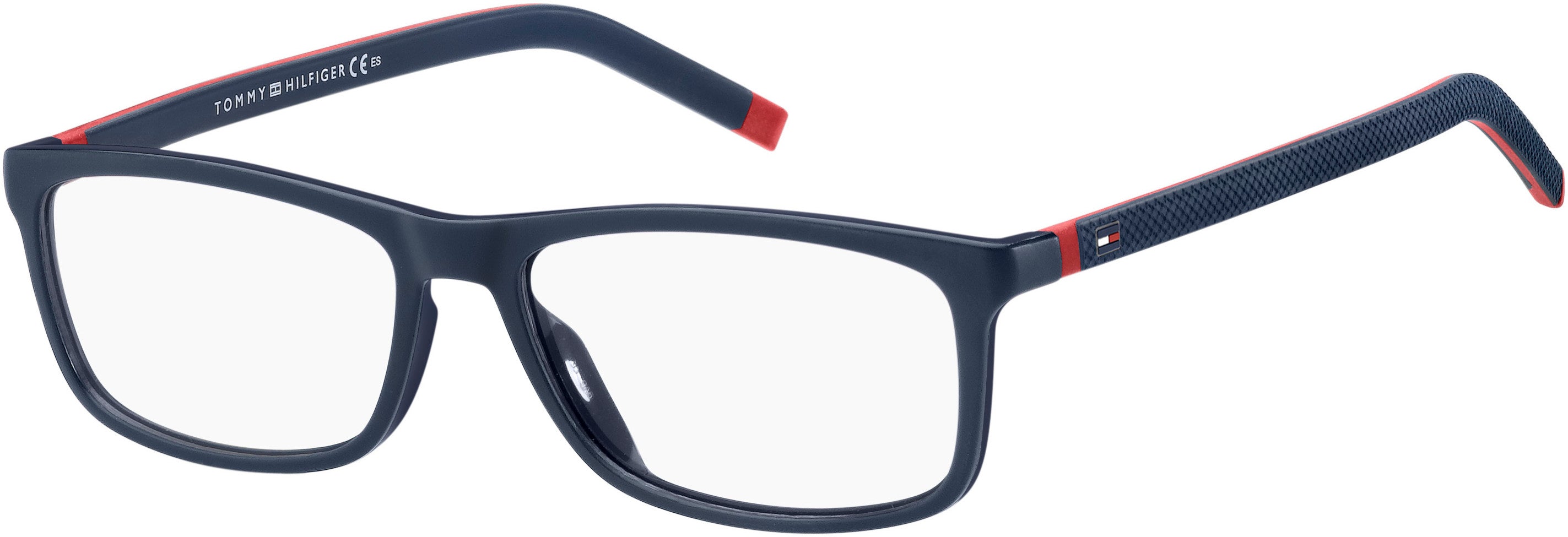Tommy Hilfiger T. Hilfiger 1741 Rectangular Eyeglasses 0WIR-0WIR  Matte Blue Red (00 Demo Lens)