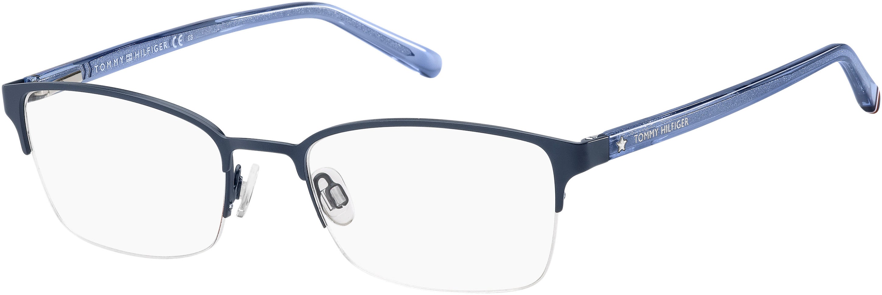 Tommy Hilfiger T. Hilfiger 1748 Rectangular Eyeglasses 0FLL-0FLL  Matte Blue (00 Demo Lens)