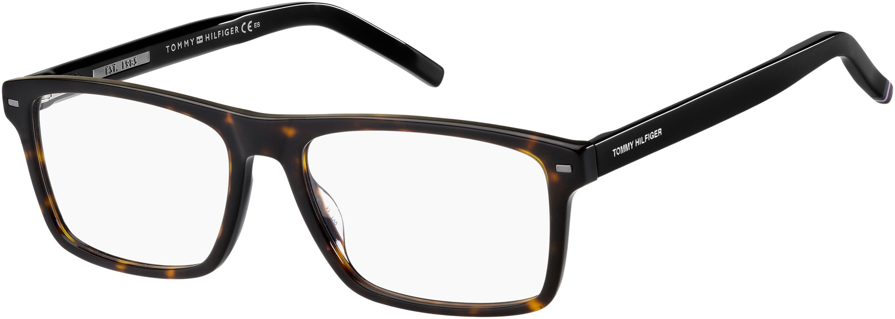 Tommy Hilfiger T. Hilfiger 1770 Rectangular Eyeglasses 0086-0086  Dark Havana (00 Demo Lens)