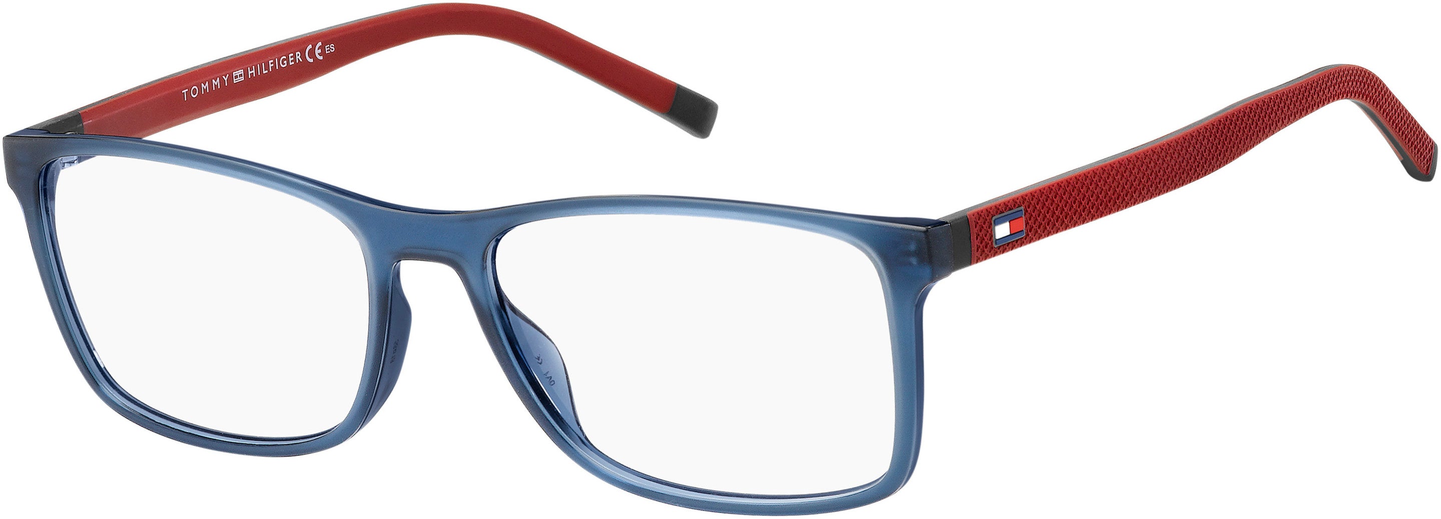 Tommy Hilfiger T. Hilfiger 1785 Rectangular Eyeglasses 0WIR-0WIR  Matte Blue Red (00 Demo Lens)