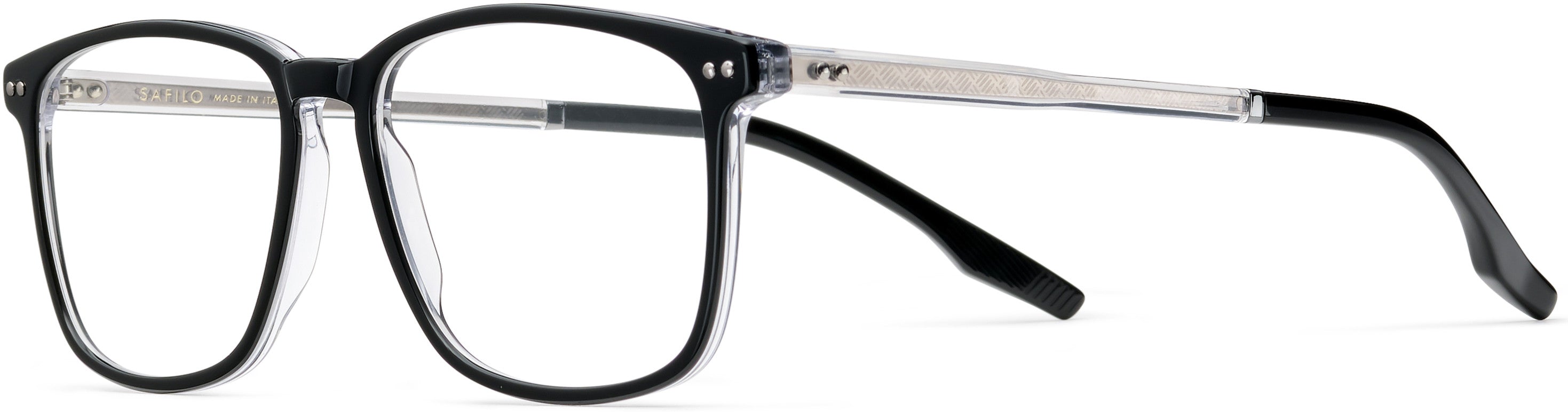 Safilo 2.0 Tratto 11 Rectangular Eyeglasses 07C5-07C5  Black Crystal (00 Demo Lens)