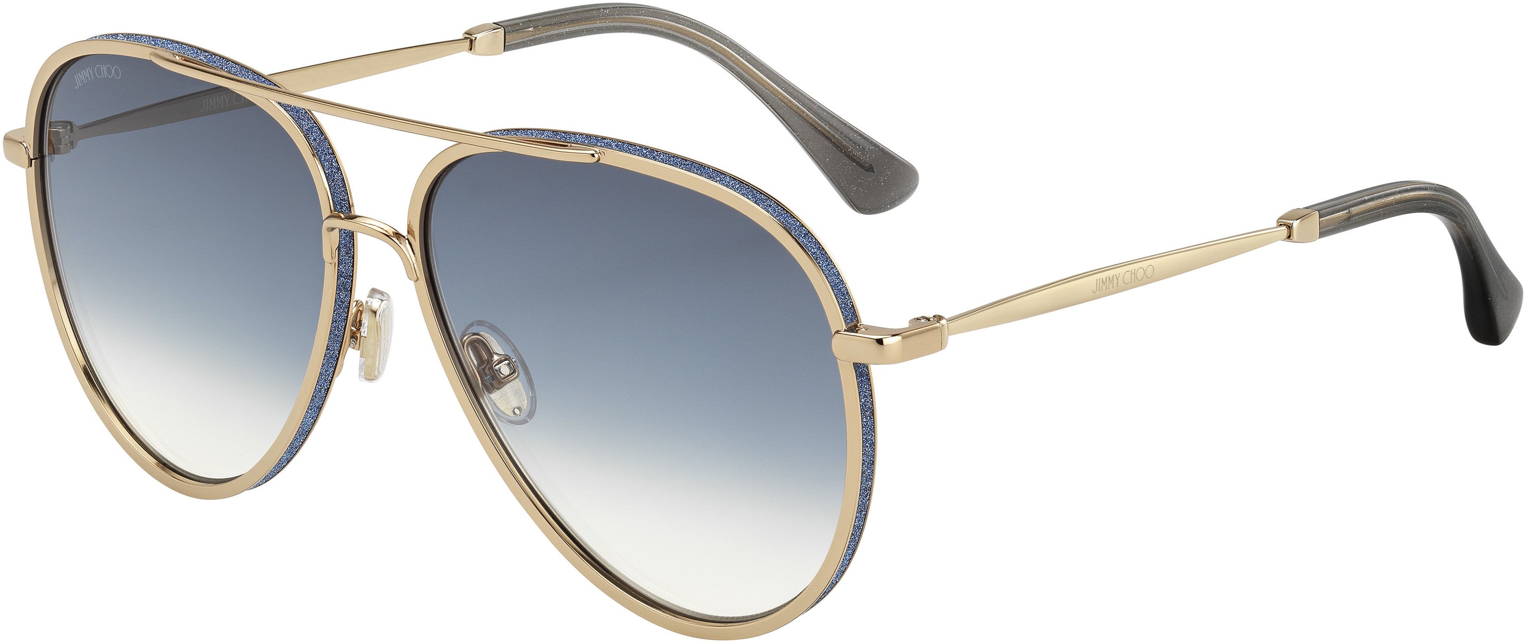 Jimmy Choo Triny/S Aviator Sunglasses 0LKS-0LKS  Gold Blue (08 Blue Shaded)