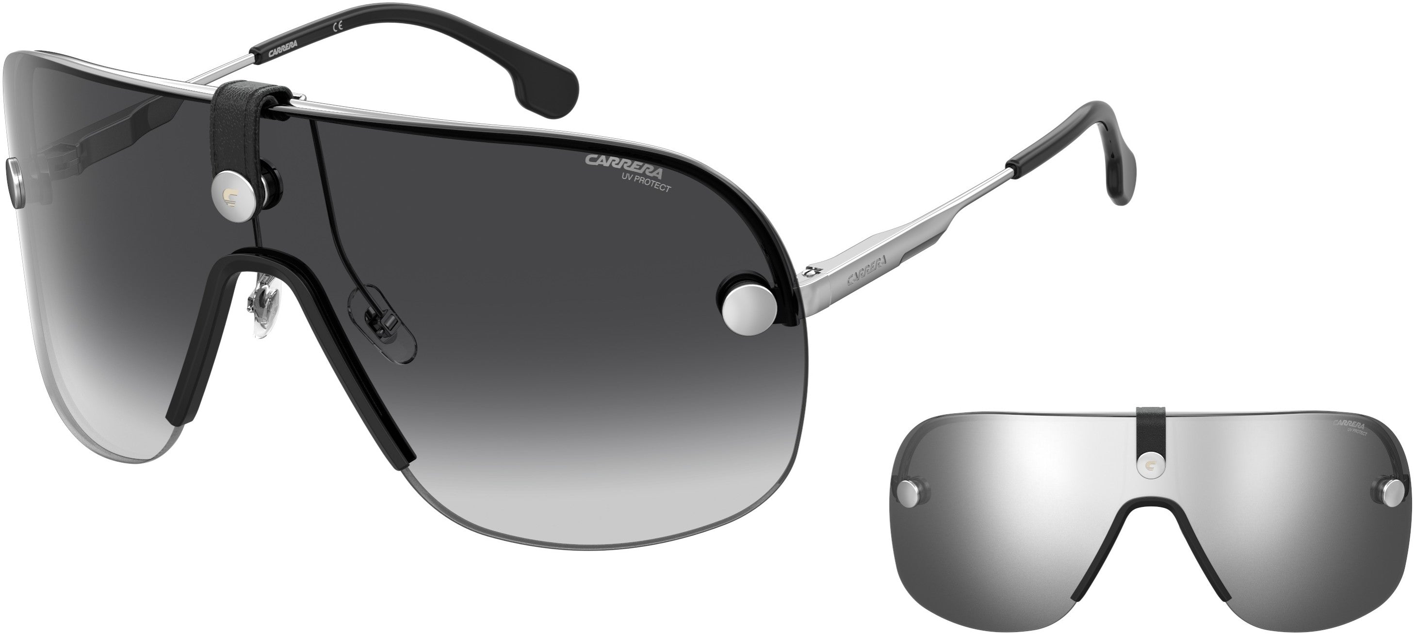  Carrera Epica Ii Rectangular Sunglasses 0010-0010  Palladium (9O Dark Gray Gradient)