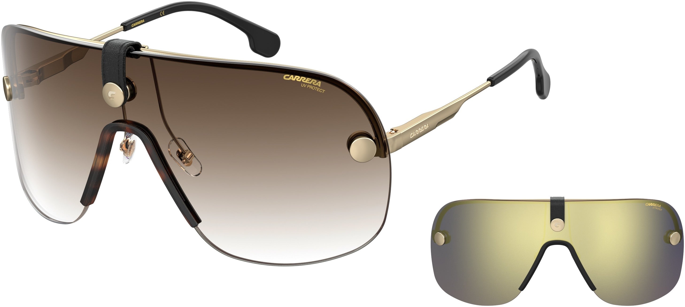  Carrera Epica Ii Rectangular Sunglasses 017X-017X  Shiny Brown Gold (86 Brown Shaded Ar)