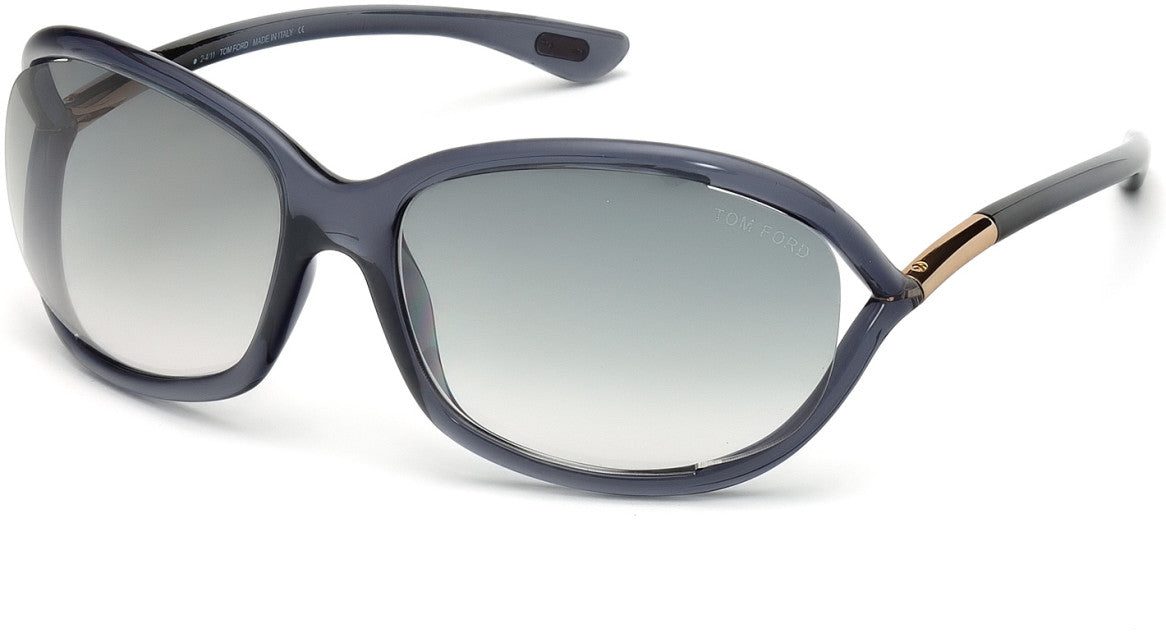 Tom Ford FT0008 Jennifer Geometric Sunglasses 0B5-0B5 - Shiny Dark Grey / Gradient Smoke Lenses