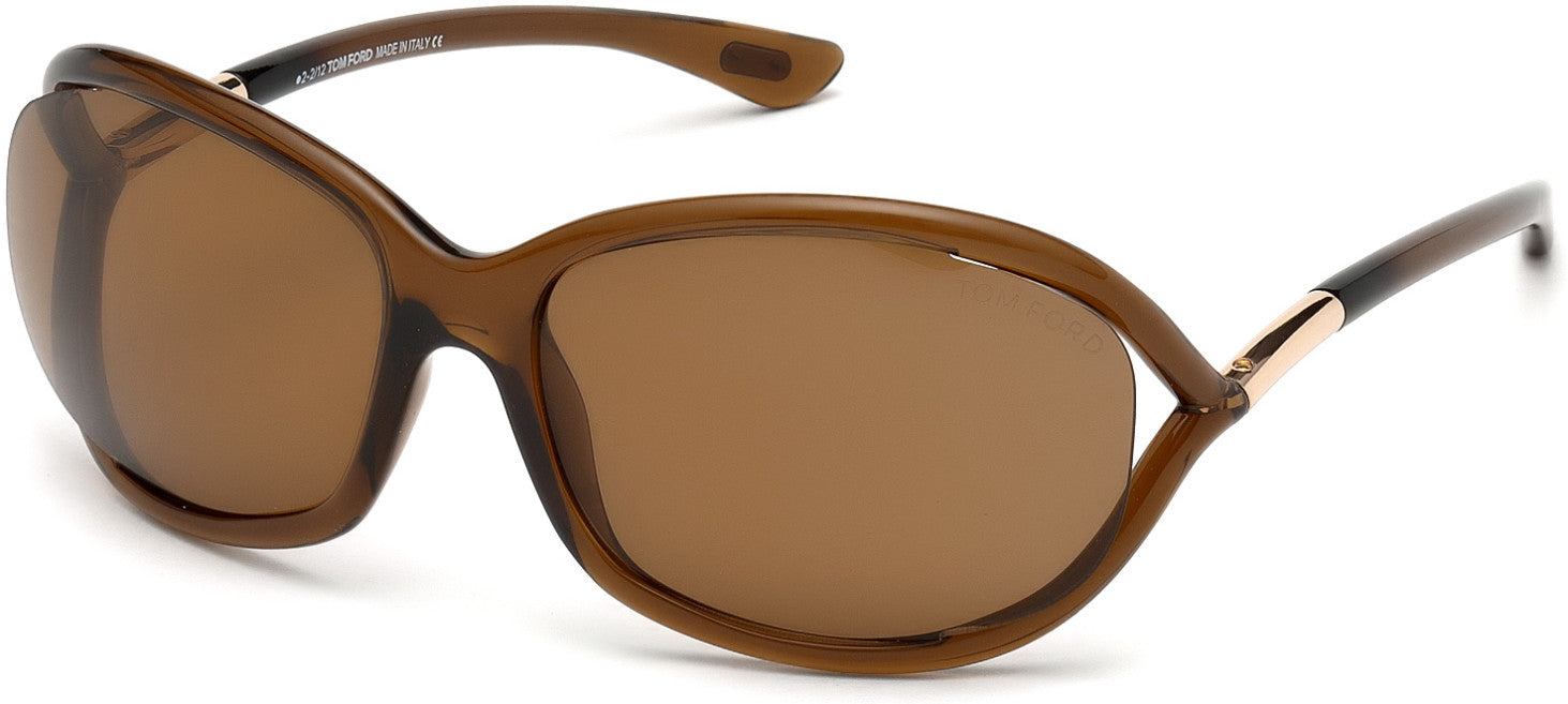 Tom Ford FT0008 Jennifer Geometric Sunglasses 48H-48H - Transparent Dark Brown / Polarized Brown Lenses