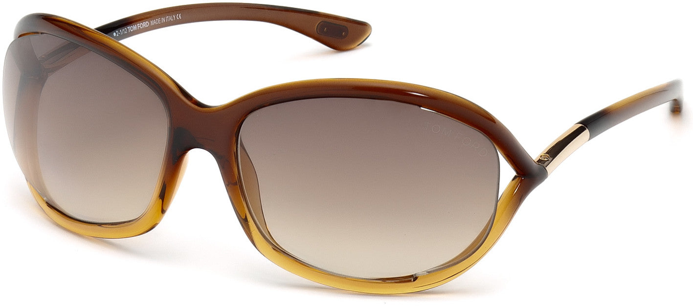 Tom Ford FT0008 Jennifer Geometric Sunglasses 50F-50F - Transparent Brown Gradient Light Orange / Gradient Brown Lenses