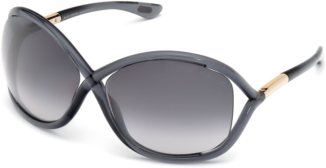 Tom Ford FT0009 Whitney Geometric Sunglasses 0B5-0B5 - Shiny Dark Grey / Gradient Smoke Lenses
