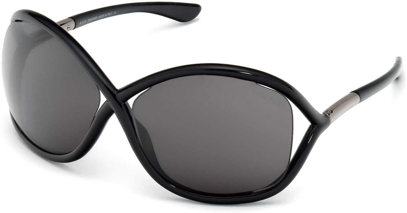 Tom Ford FT0009 Whitney Geometric Sunglasses 199-199 - Shiny Black / Smoke Lenses