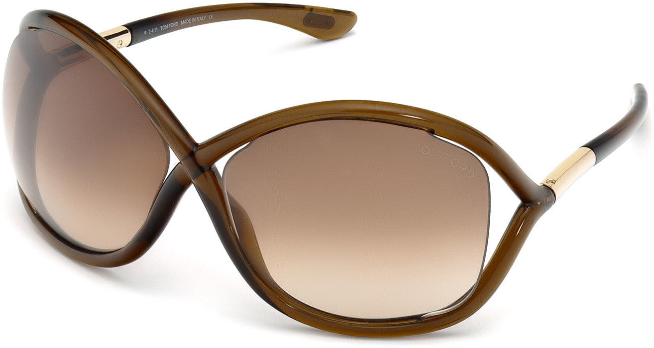 Tom Ford FT0009 Whitney Geometric Sunglasses 692-692 - Dark Brown / Gradient Brown Lenses
