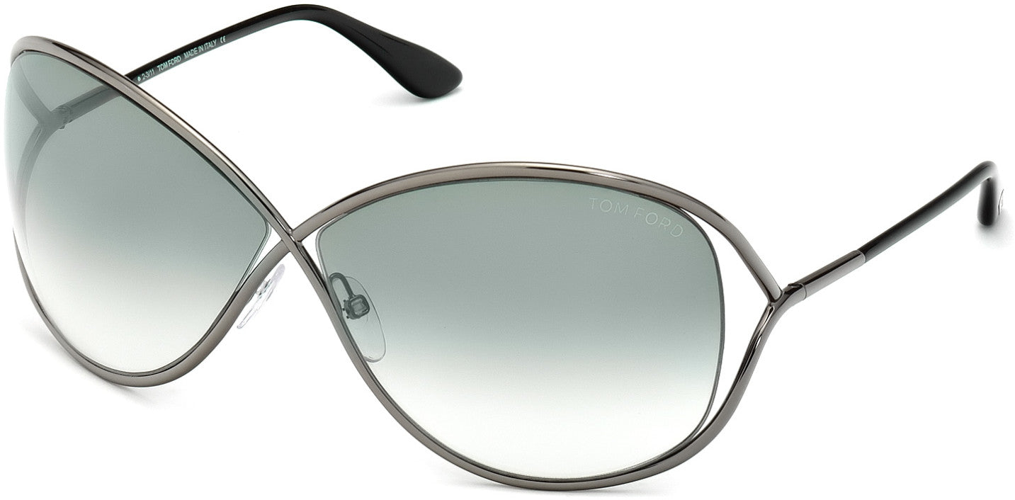 Tom Ford FT0130 Miranda Geometric Sunglasses 08B-08B - Shiny Gunmetal / Gradient Smoke Lenses