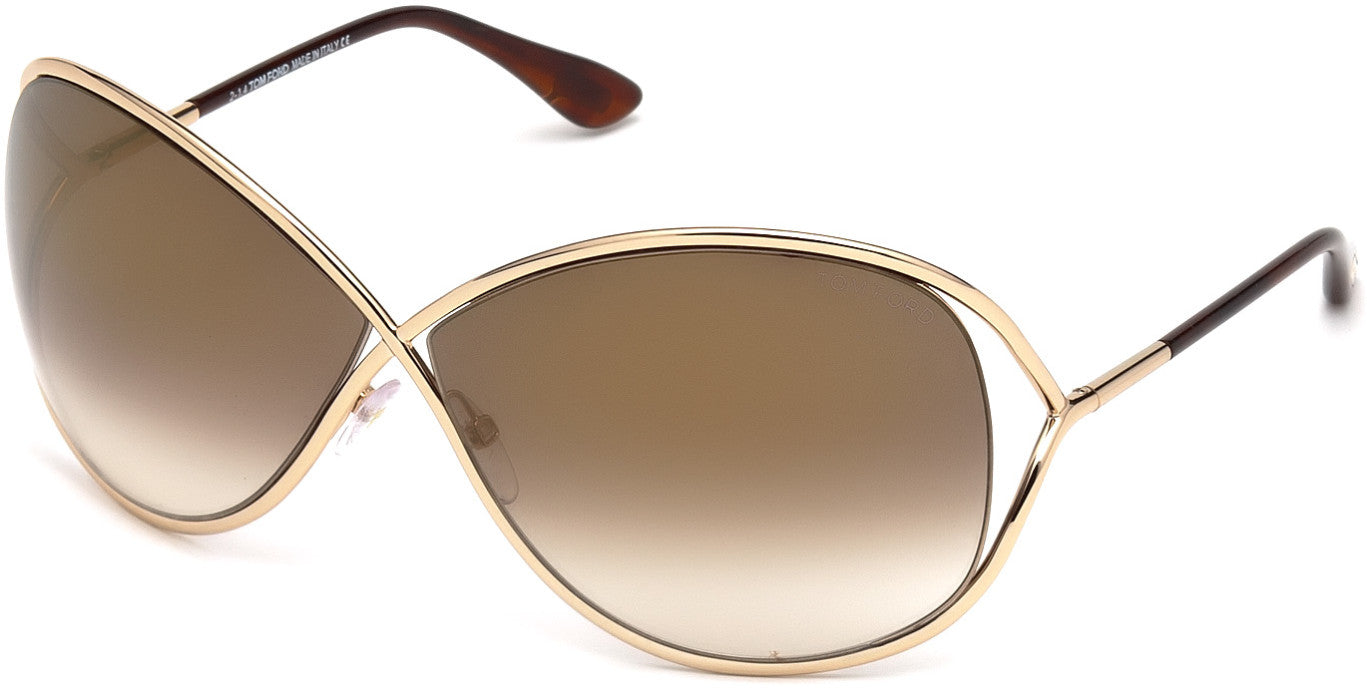 Tom Ford FT0130 Miranda Geometric Sunglasses 28G-28G - Shiny Rose Gold/ Gradient Brown Flash Lenses
