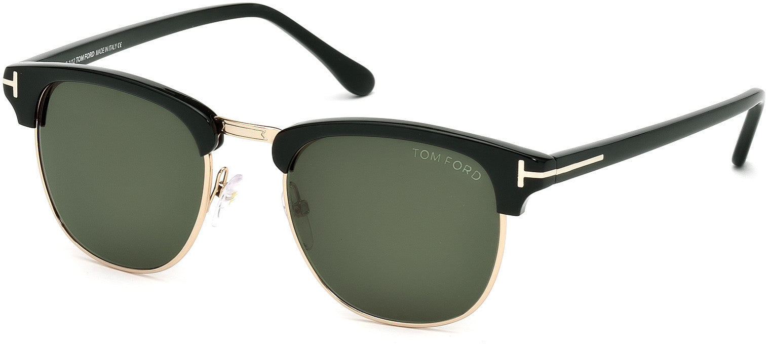 Tom Ford FT0248 Henry Geometric Sunglasses 55J-05N - Shiny Rose Gold, Black / Green Lenses