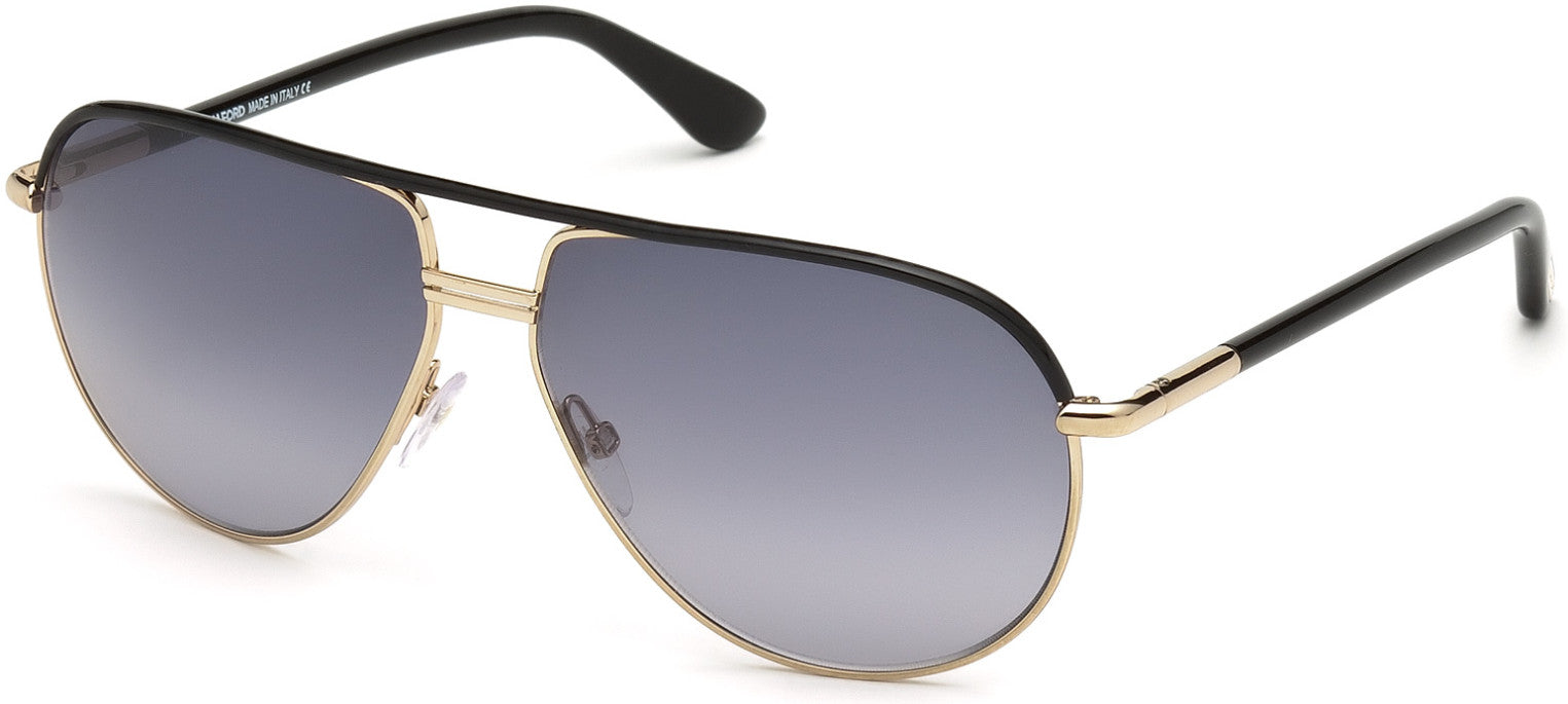Tom Ford FT0285 Cole Pilot Sunglasses 01B-01B - Shiny Rose Gold, Shiny Black Temples / Gradient Smoke Lenses