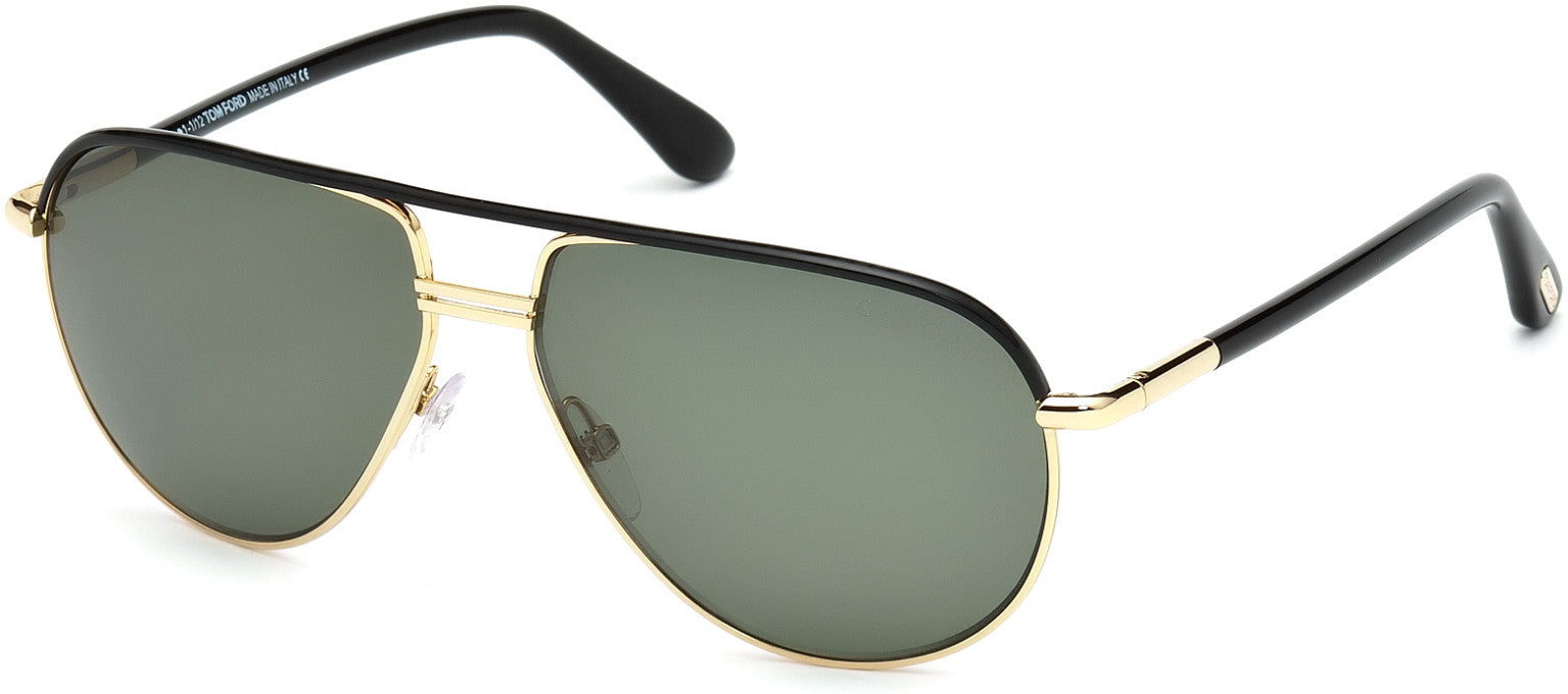 Tom Ford FT0285 Cole Pilot Sunglasses 01J-01J - Shiny Rose Gold, Shiny Black / Polarized Green Lenses