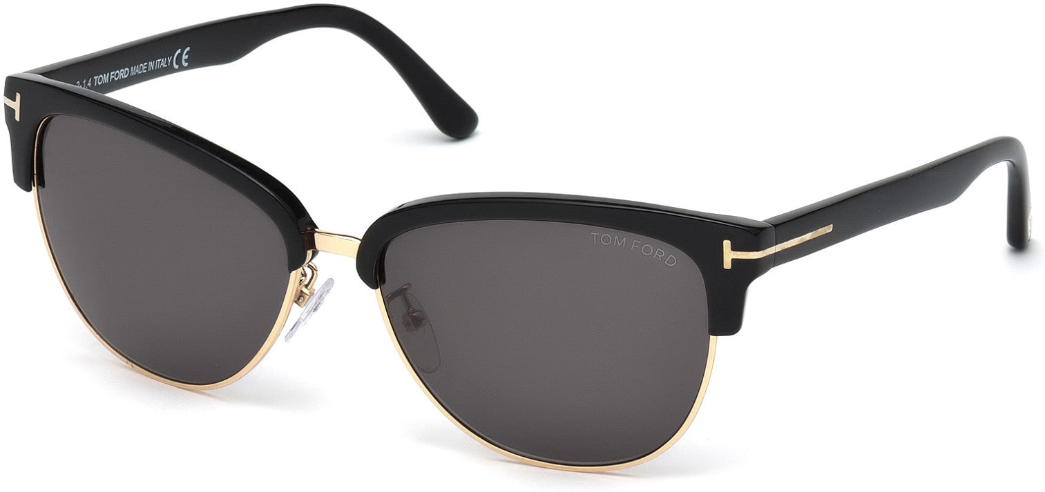 Tom Ford FT0368 Fany Round Sunglasses 01A-01A - Shiny Black  / Smoke