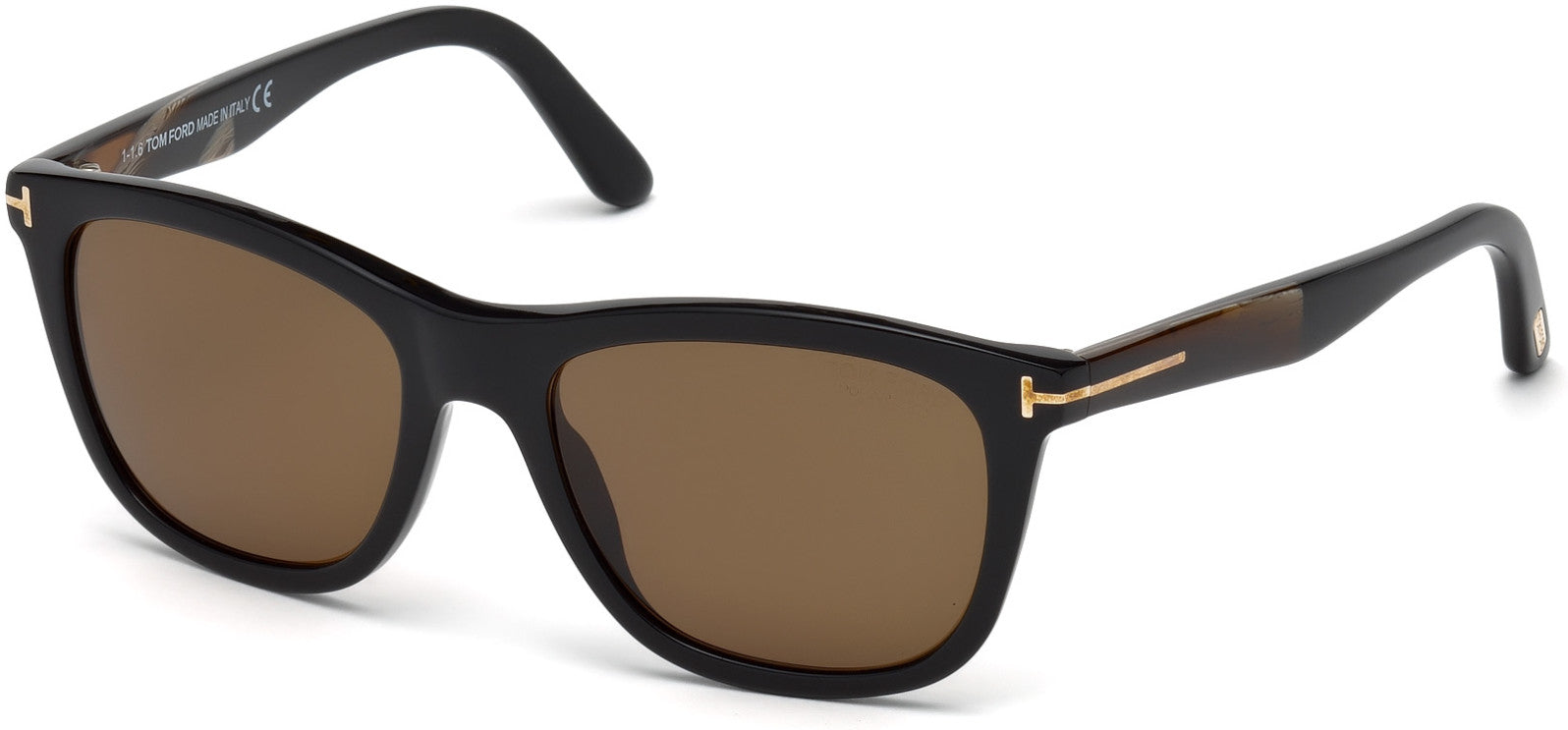 Tom Ford FT0500 Andrew Geometric Sunglasses 01H-01H - Shiny Black  / Brown Polarized