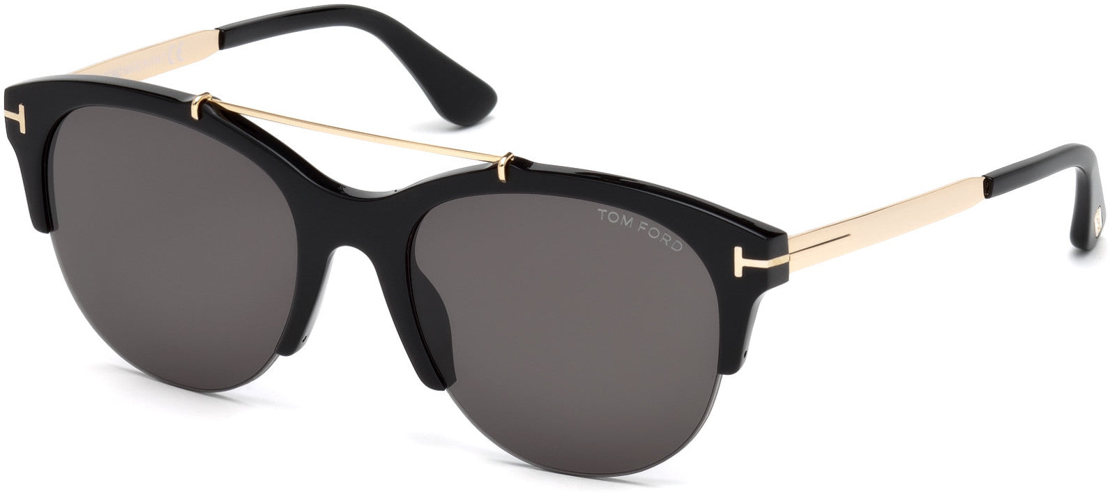 Tom Ford FT0517 Adrenne Geometric Sunglasses 01A-01A - Shiny Black  / Smoke