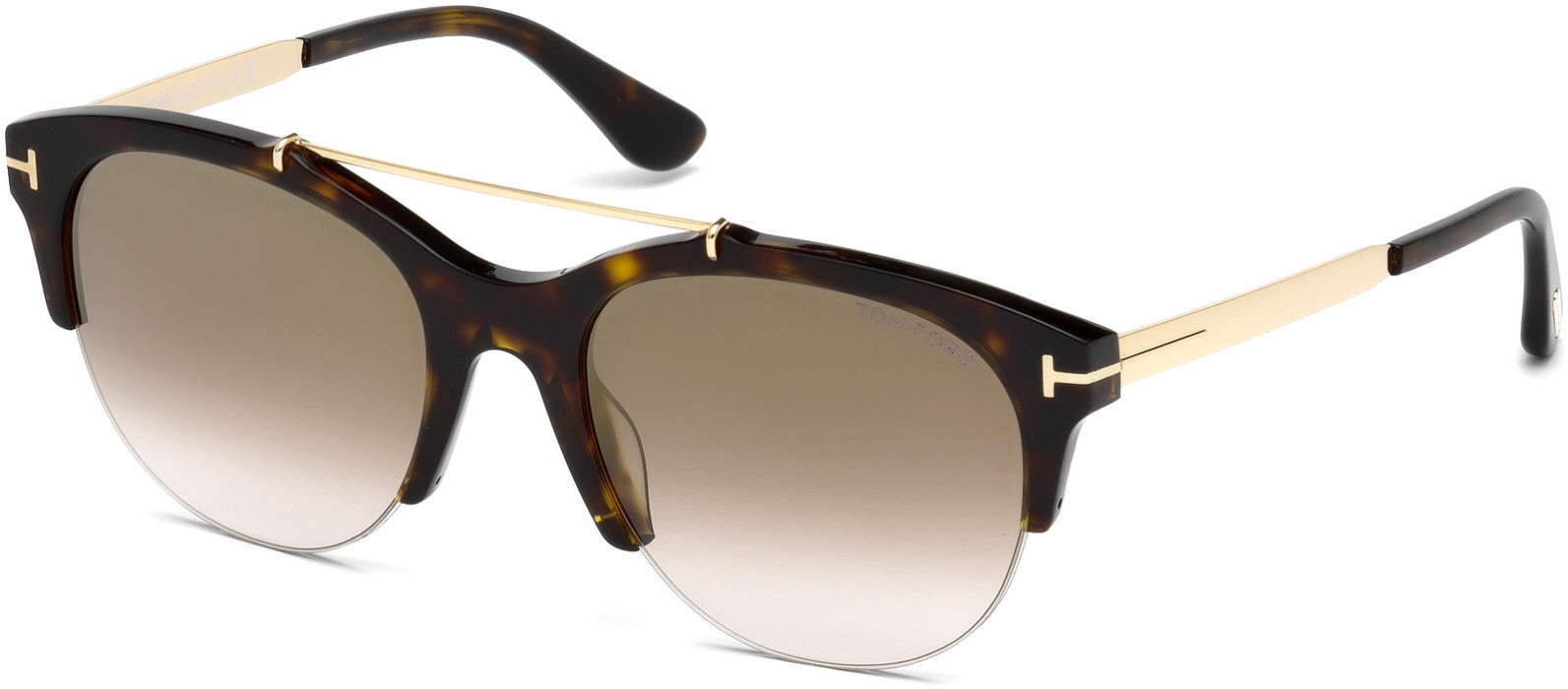 Tom Ford FT0517 Adrenne Geometric Sunglasses 52G-52G - Dark Havana / Brown Mirror