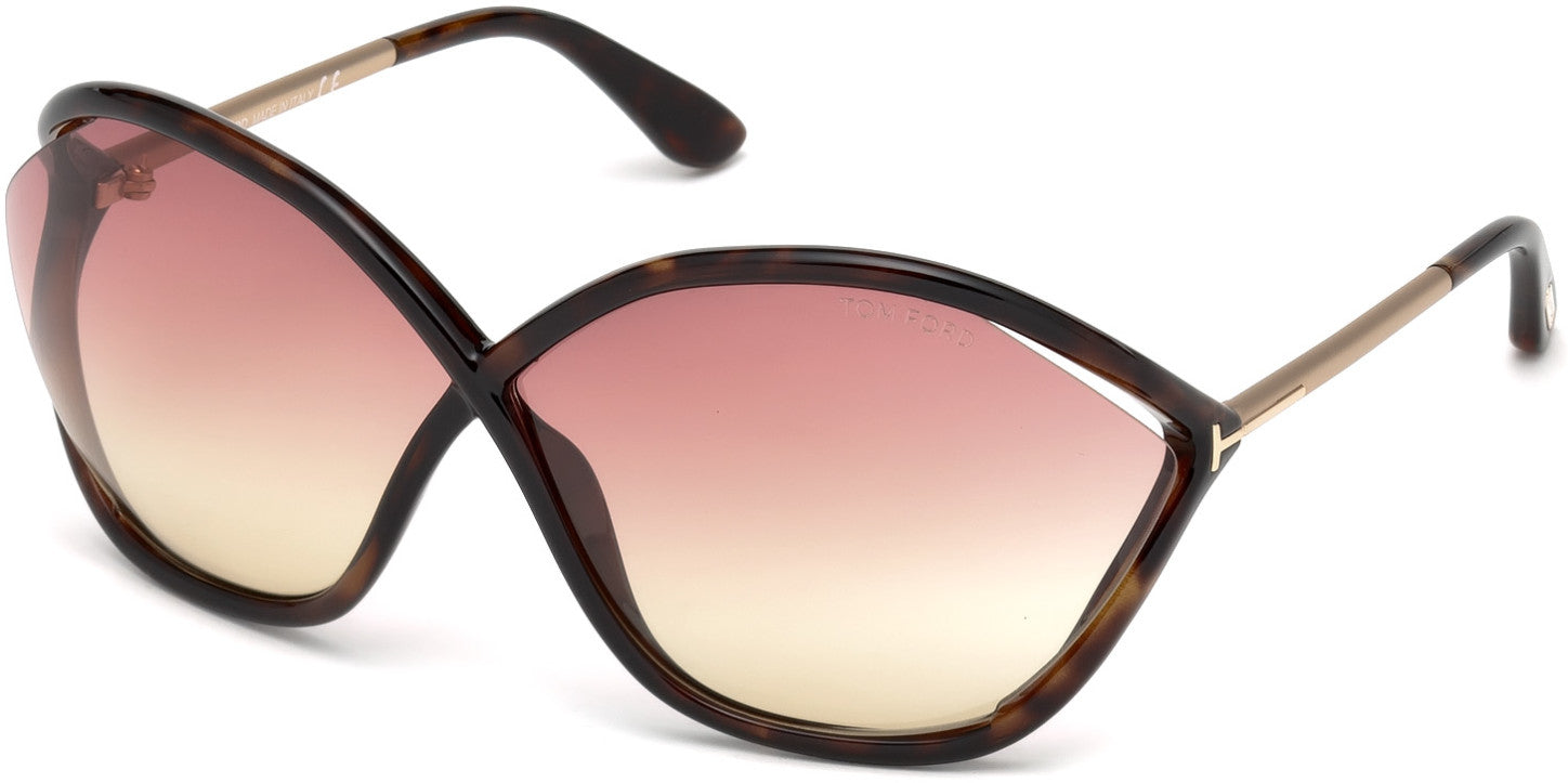 Tom Ford FT0529 Bella Geometric Sunglasses 52Z-52Z - Dark Havana / Gradient Or Mirror Violet