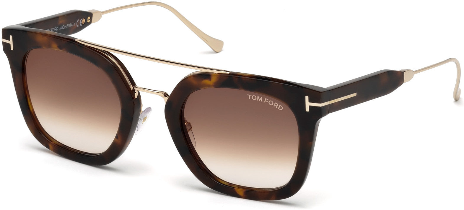 Tom Ford FT0541 Alex-02 Geometric Sunglasses 55U-55U - Coloured Havana / Bordeaux Mirror