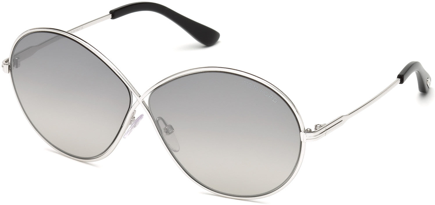Tom Ford FT0564 Rania-02 Oval Sunglasses 18C-18C - Shiny Rhodium / Smoke Mirror