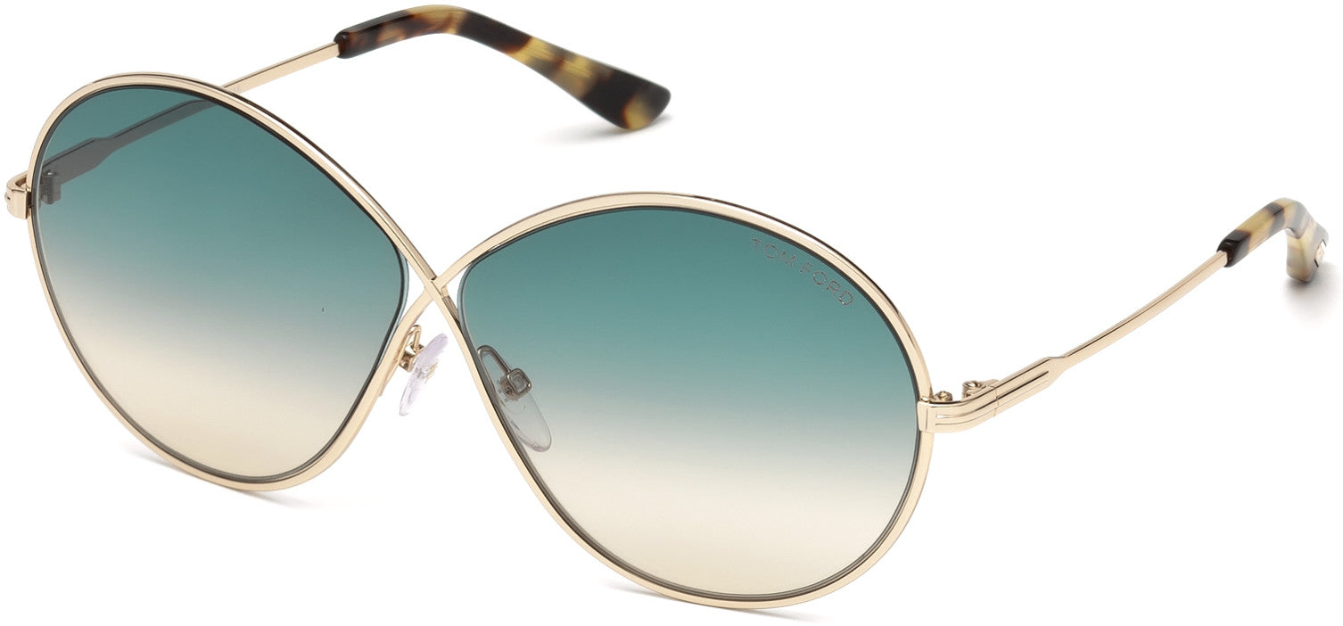 Tom Ford FT0564 Rania-02 Oval Sunglasses 28P-28P - Shiny Rose Gold / Gradient Green