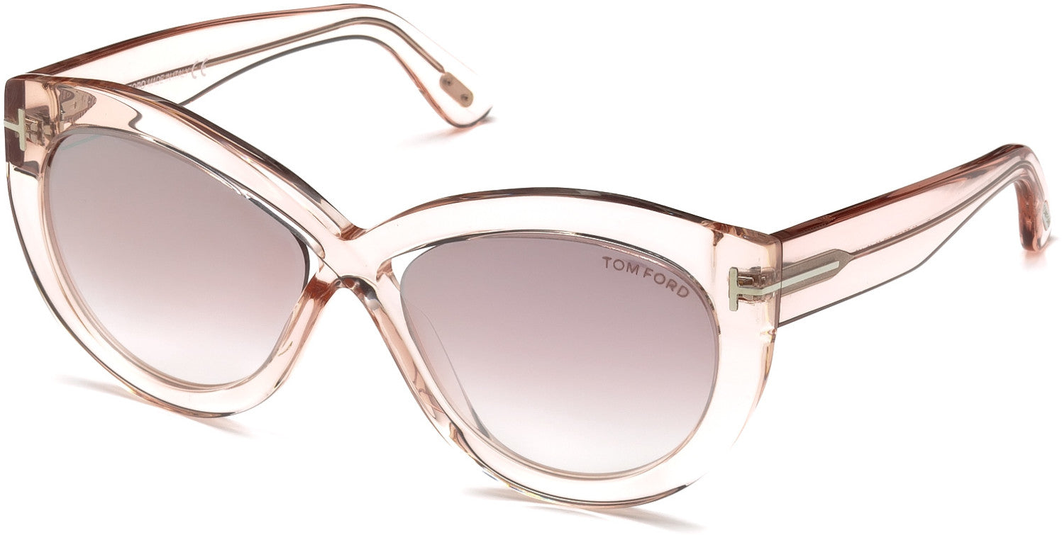 Tom Ford FT0577 Diane-02 Butterfly Sunglasses 72Z-72Z - Shiny Transparent Pink/ Gradient Antique Pink W. Silver Mirror Lenses