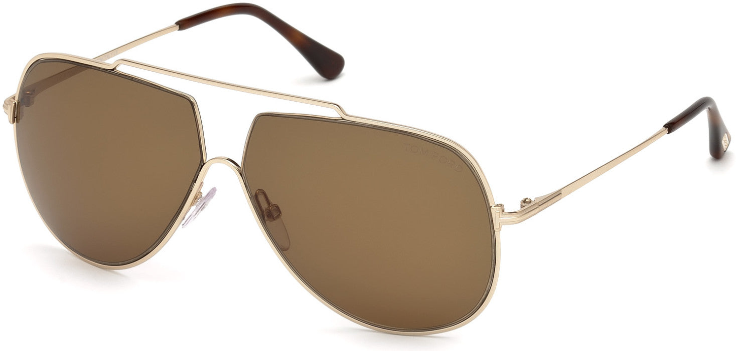 Tom Ford FT0586 Chase-02 Pilot Sunglasses 28E-28E - Shiny Rose Gold / Brown