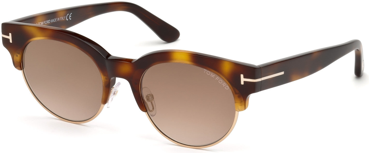 Tom Ford FT0598 Henri-02 Round Sunglasses 53G-53G - Blonde Havana / Brown Mirror
