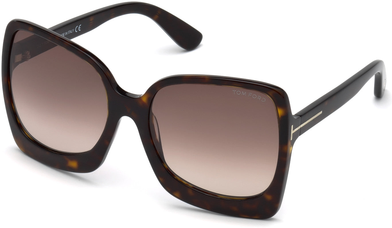 Tom Ford FT0618 Emanuella-02 Geometric Sunglasses 52T-52T - Shiny Dark Havana/ Gradient Bordeaux Lenses