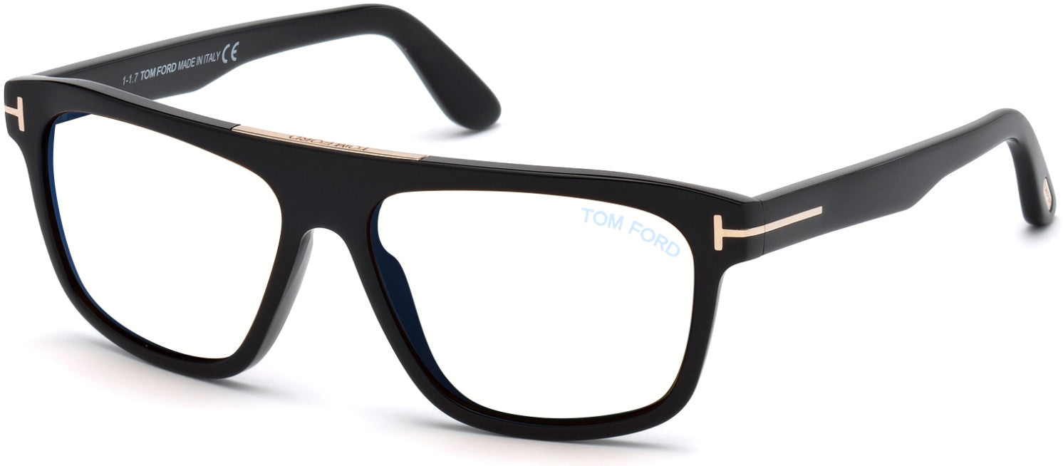 Tom Ford FT0628 Cecilio-02 Geometric Sunglasses 01B-01B - Shiny Black/ Smoke Gradient Lenses