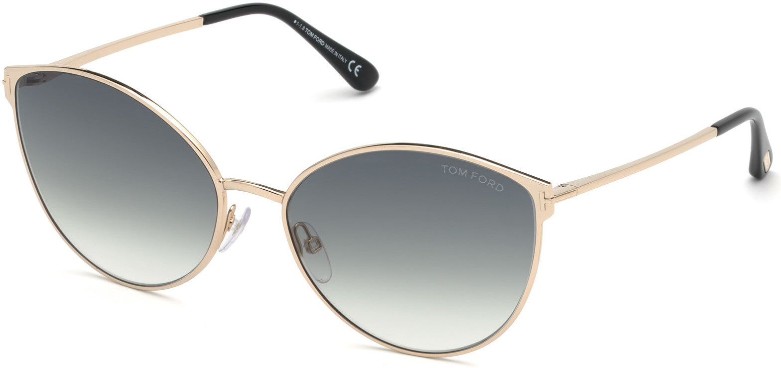 Tom Ford FT0654 Zeila Geometric Sunglasses 28B-28B - Shiny Rose Gold, Shiny Black / Gradient Smoke Lenses