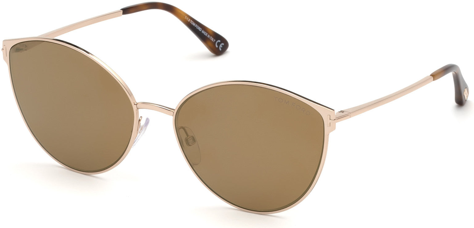 Tom Ford FT0654 Zeila Geometric Sunglasses 28G-28G - Shiny Rose Gold, Shiny Blonde Havana / Brown Gold Mirrored Lenses