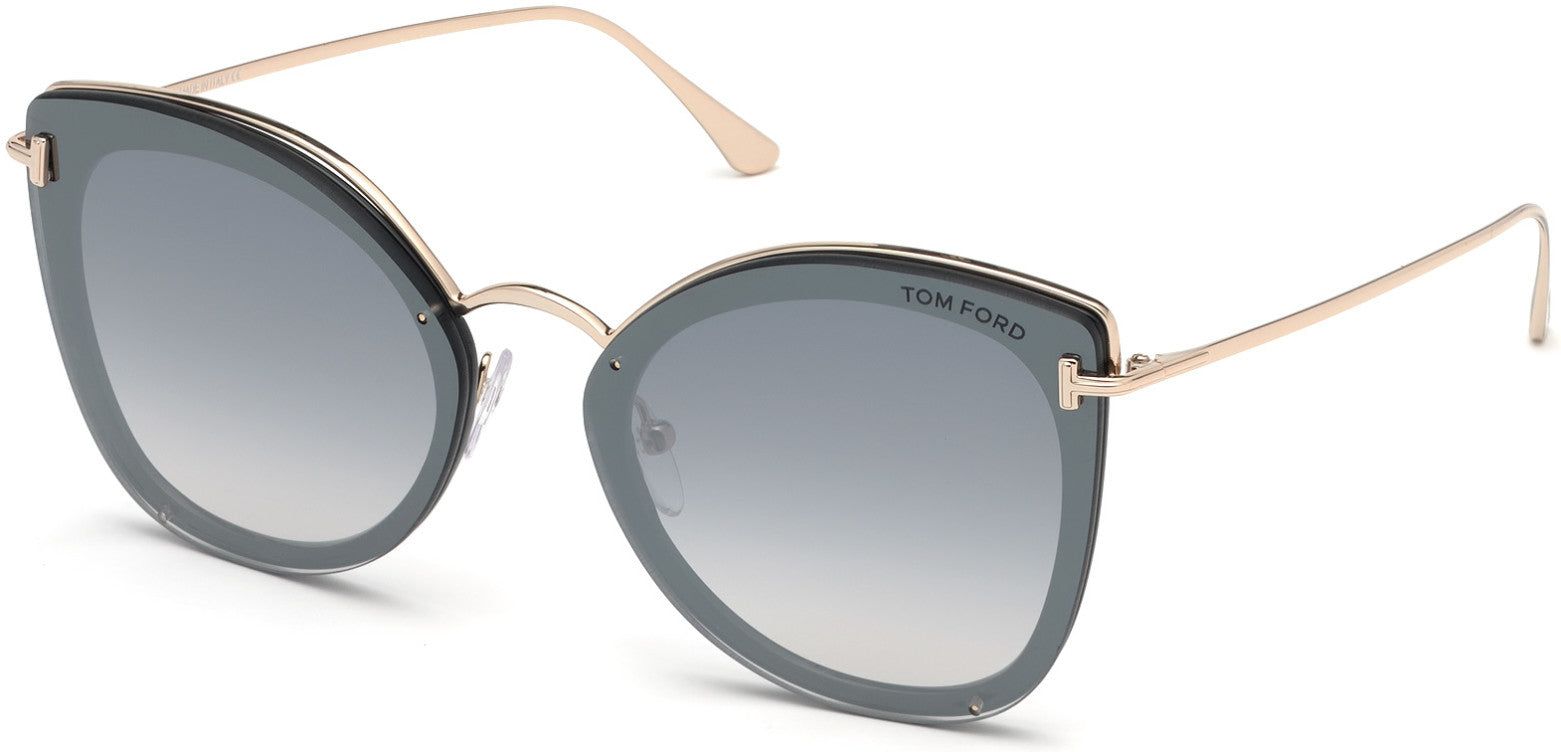 Tom Ford FT0657 Charlotte Butterfly Sunglasses 01C-01C - Shiny Black, Shiny Rose Gold / Gradient Grey, Silver Mirrored Lenses