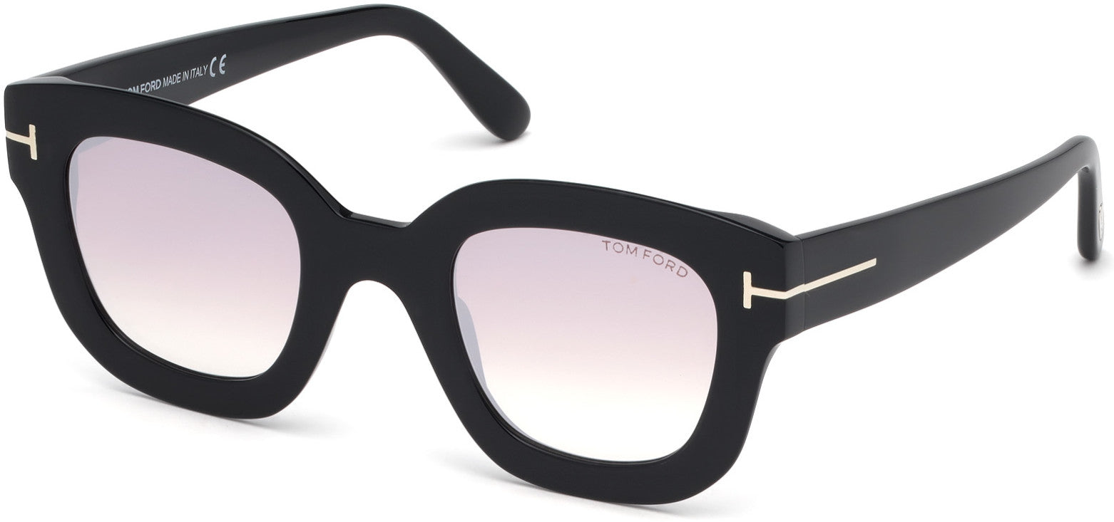 Tom Ford FT0659 Pia Geometric Sunglasses 01Z-01Z - Shiny Black / Gradient Pearl Red Wine Lenses