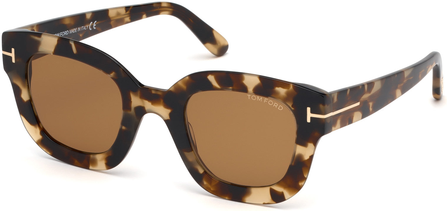 Tom Ford FT0659 Pia Geometric Sunglasses 56E-56E - Shiny Light Tortoise Havana/ Brown Lenses