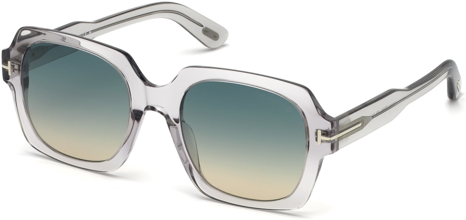 Tom Ford FT0660 Autumn Geometric Sunglasses 20P-20P - Shiny Transparent Grey/ Gradient Turquoise-To-Sand Lenses