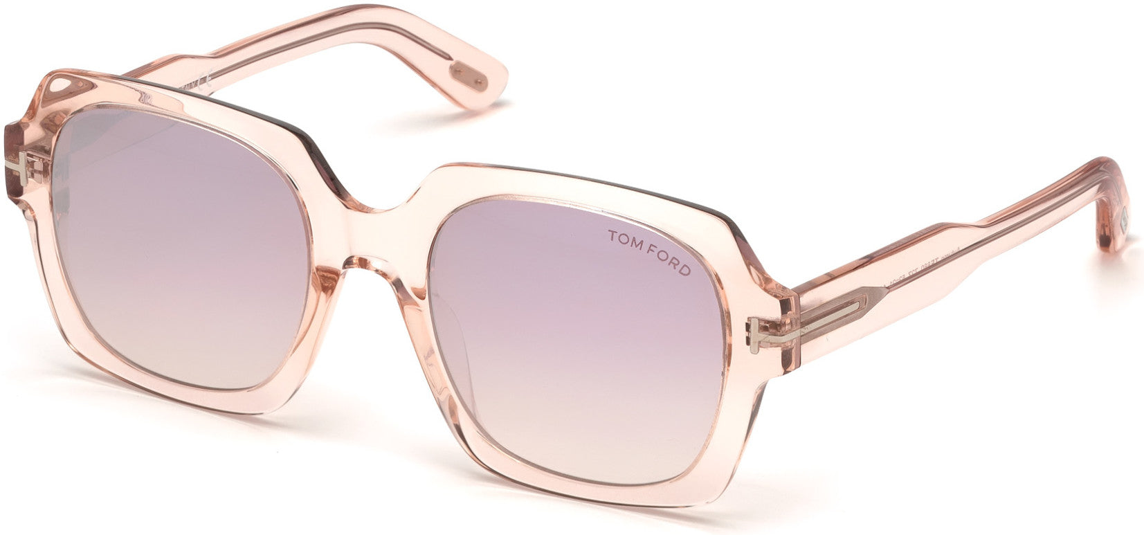 Tom Ford FT0660 Autumn Geometric Sunglasses 72Z-72Z - Shiny Transparent Pink/ Gradient Wine Pearlized Lenses