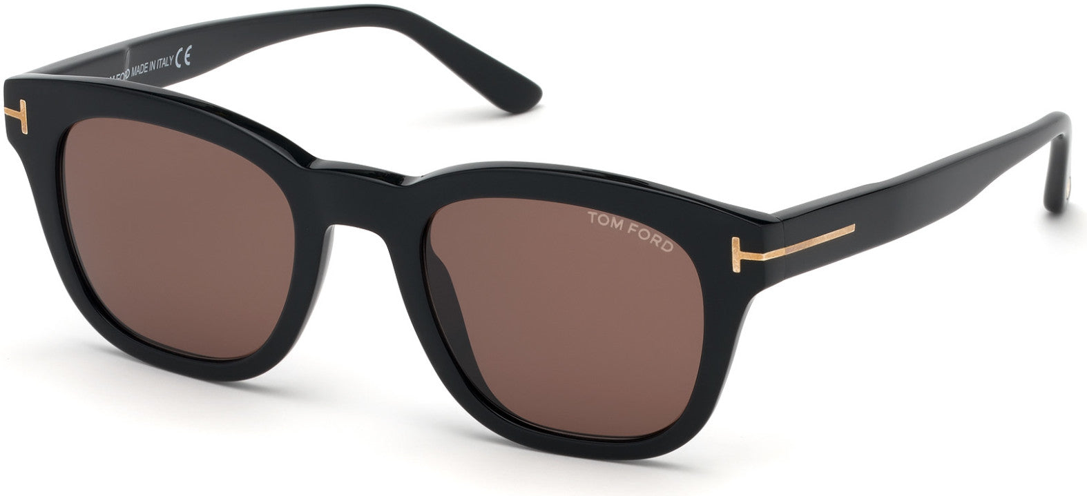 Tom Ford FT0676-F Eugenio Geometric Sunglasses 01E-01E - Shiny Black/ Brown Lenses