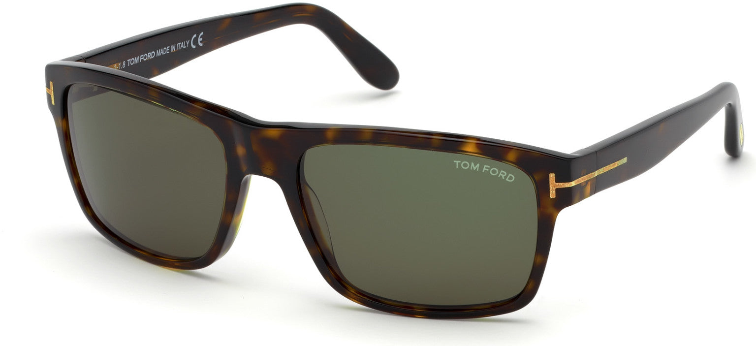 Tom Ford FT0678 August Geometric Sunglasses 52N-52N - Dark Havana / Green